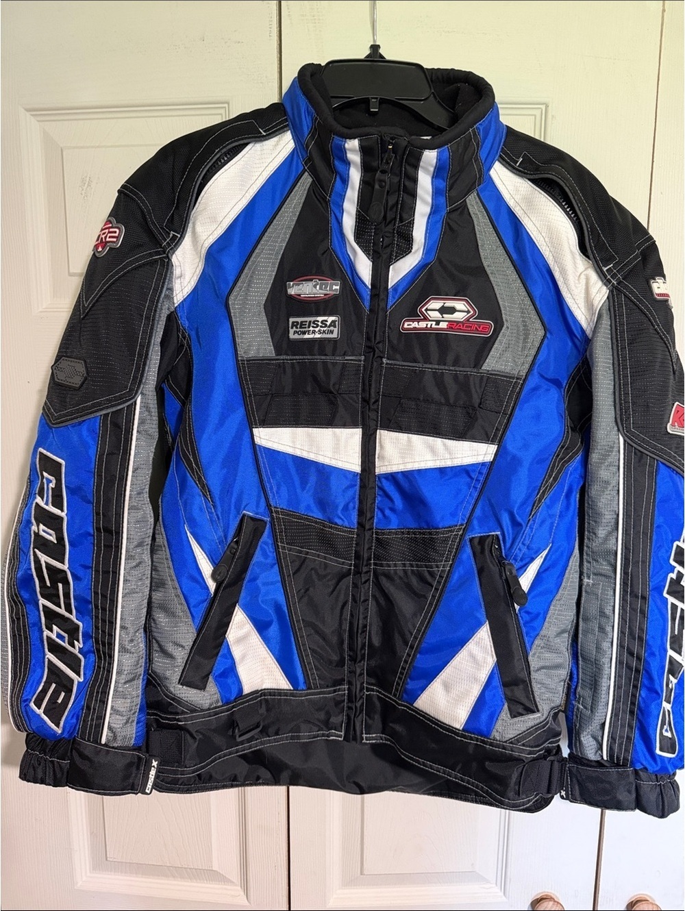 Castle X Racing Blue Black White Motorcycle Jacket Size XS